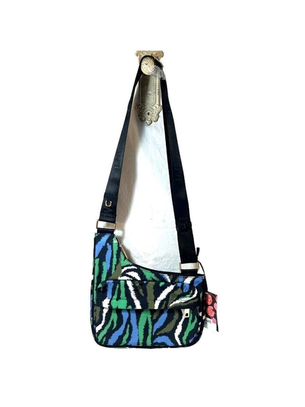 DVF Diane Von Furstenberg Utility Crossbody Bag Disco Zebra Green NWT